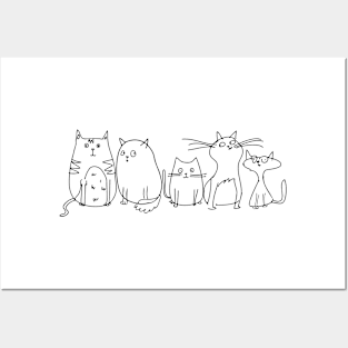 Line art cats Posters and Art